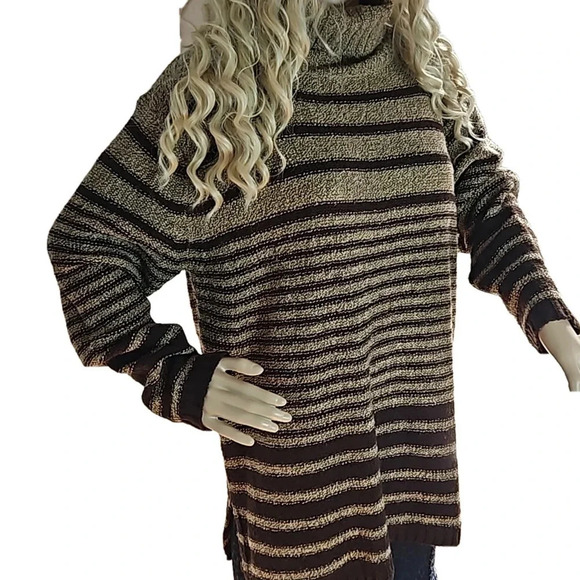 Carolyn Taylor Essentials Striped Turtleneck Tunic Sweater Size L - Picture 3 of 16